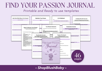 Find your Passion Journal, Life Purpose Workbook, How To Find Your Passion and Purpose, Life Coaching, Self-Care Worksheet, Passion Journal
