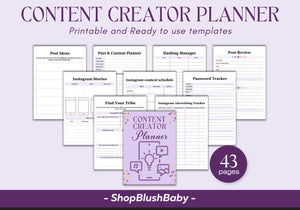 Content Creator Plan, Content Creation, Content Creator, Content Calendar, Instagram Planner Printable,Facebook Planner,Social Media Posting