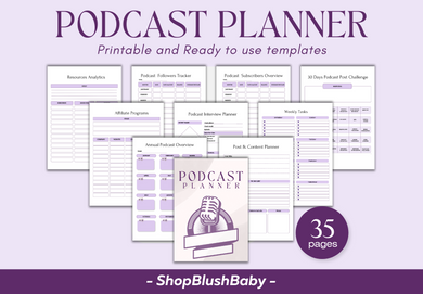 Podcast Planner, Podcast Journal, Podcast Content Planner, Podcast Launch, Podcast Checklist, Interview, Episode Planning, Podcast Tracker