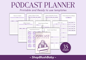 Podcast Planner, Podcast Journal, Podcast Content Planner, Podcast Launch, Podcast Checklist, Interview, Episode Planning, Podcast Tracker