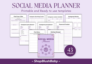 Social Media Planner Template, Business Marketing Social Media Plan, Instagram Planner Printable, Facebook planner, Pinterest Planner Tiktok