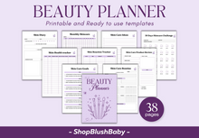 Load image into Gallery viewer, Beauty Planner, Beauty Checklist, Girl Glow up Planner, Daily Beauty Routine, Beauty Organizer Pdf, Makeup Tracker, Beauty Journal