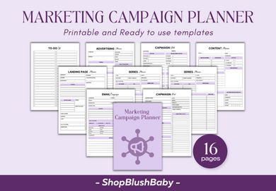 Marketing Campaign Planner, Marketing Campaign Templates, Printable Marketing Campaign, Marketing Planner Templates, Advertising Planner