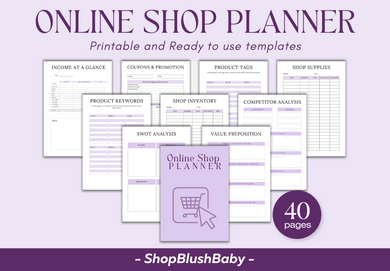 Online Shop Planner, Small Business Planner, Social media Planner, Shop Productivity Planner, Marketing Planner, Online Business Planner