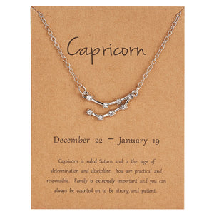 12 Constellation Zodiac Sign Charm Necklace