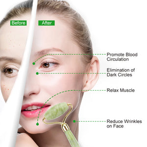 Natural Jade Stone Facial & Eye Massager That Lifts, De Puffs, and Slims Face.