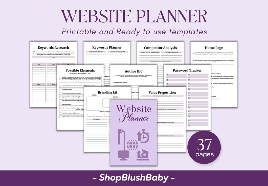 Website Planner, Website Planner, Website Planner Template, Website Workbook, Small Business Website Plan, Online website Planner